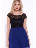 Cap Sleeves Sequined Lace Chiffon Short Prom Dress